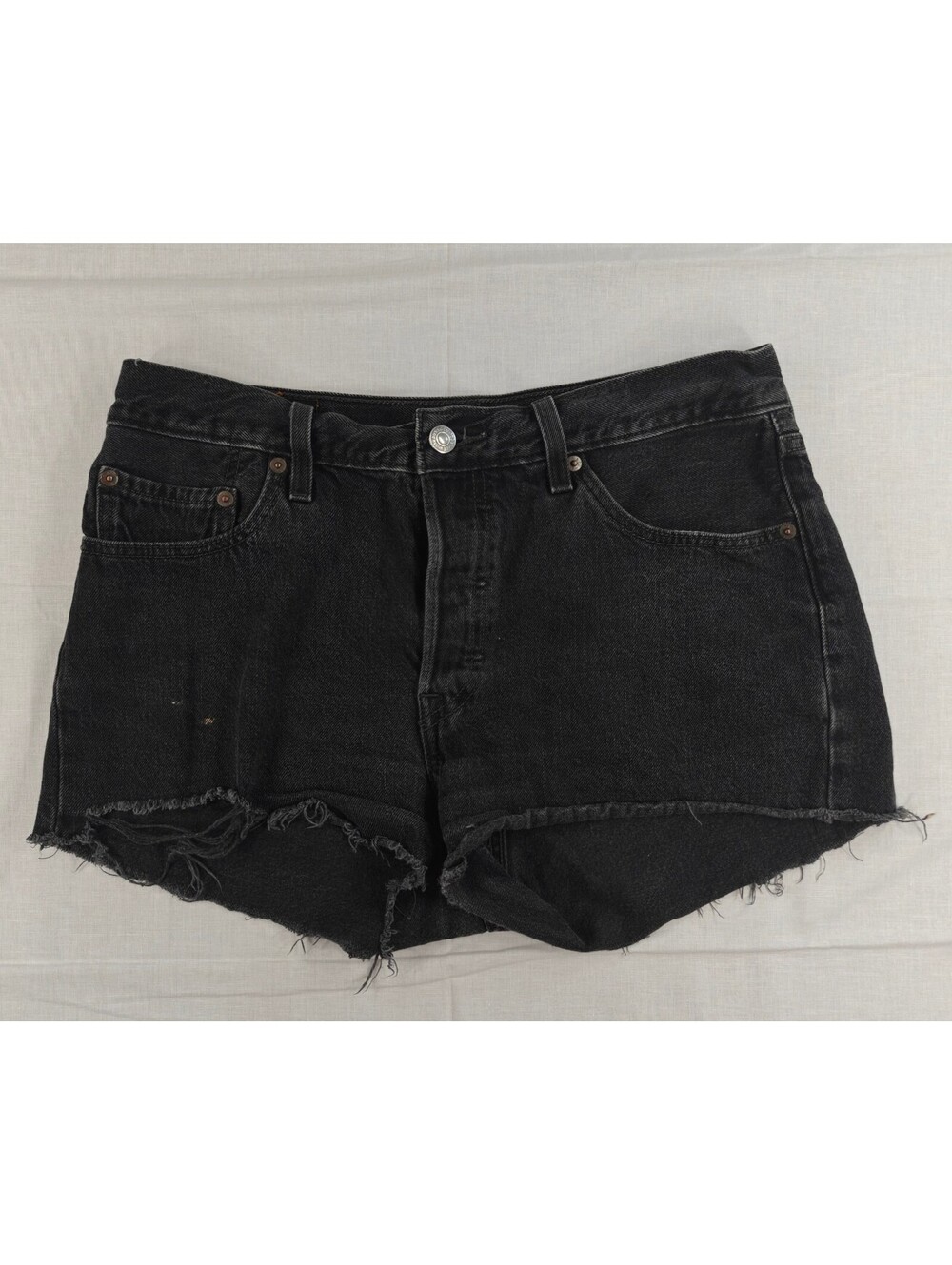 Levi’s 501 Women’s Size 6 Black Denim Cutoff Shorts High Rise Frayed Hem